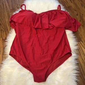 Tahiti Red Ruffle One-Piece Swimsuit